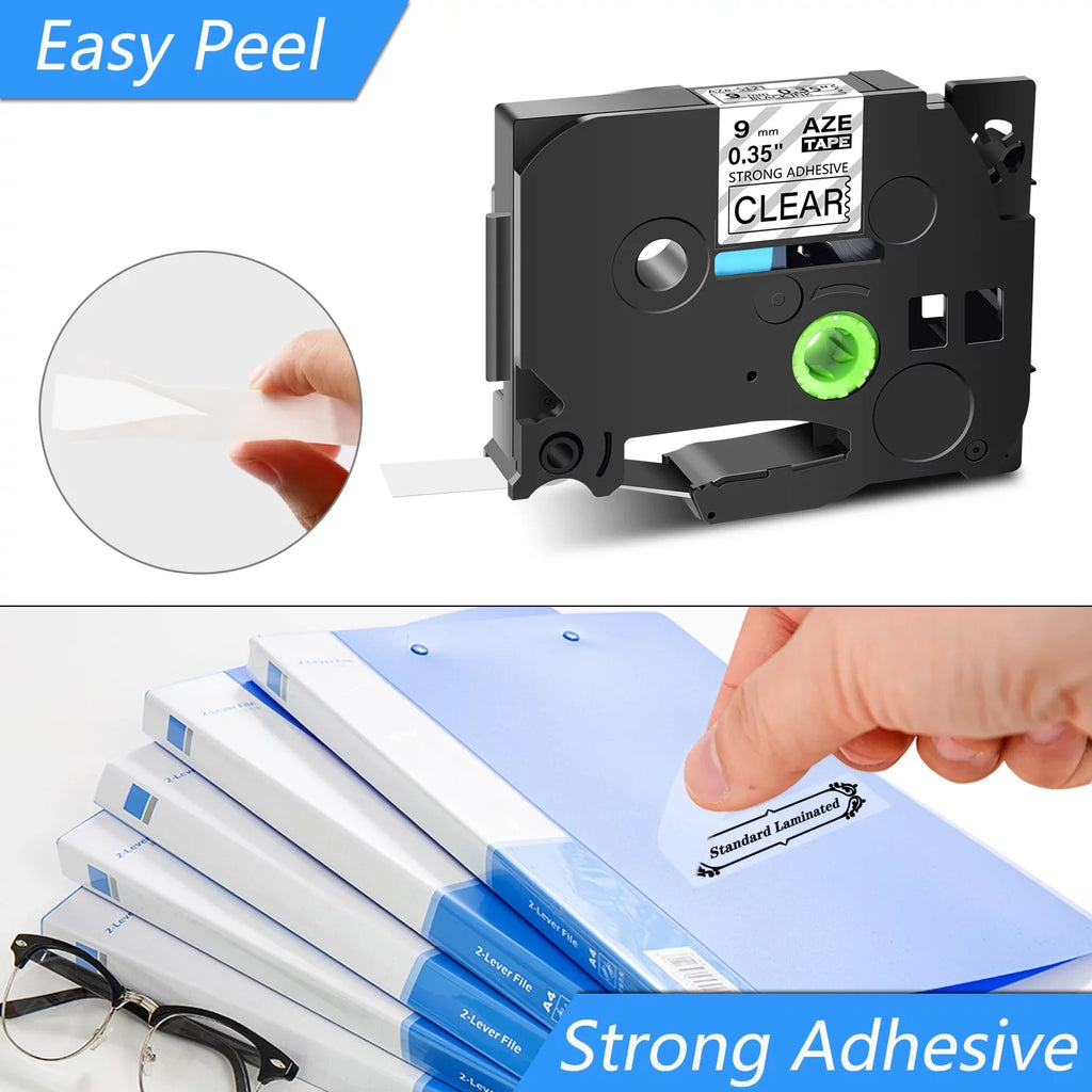 GREENCYCLE 8 Pack Compatible for Brother TZe-S121 TZ-S121 TZ-121 TZe-121 Tape 9mm 0.35'' Laminated Jet on Clear Extra Strength Label Tapes use in P-Touch PT-D210 D400 D600 Label Maker 26.2ft 8m