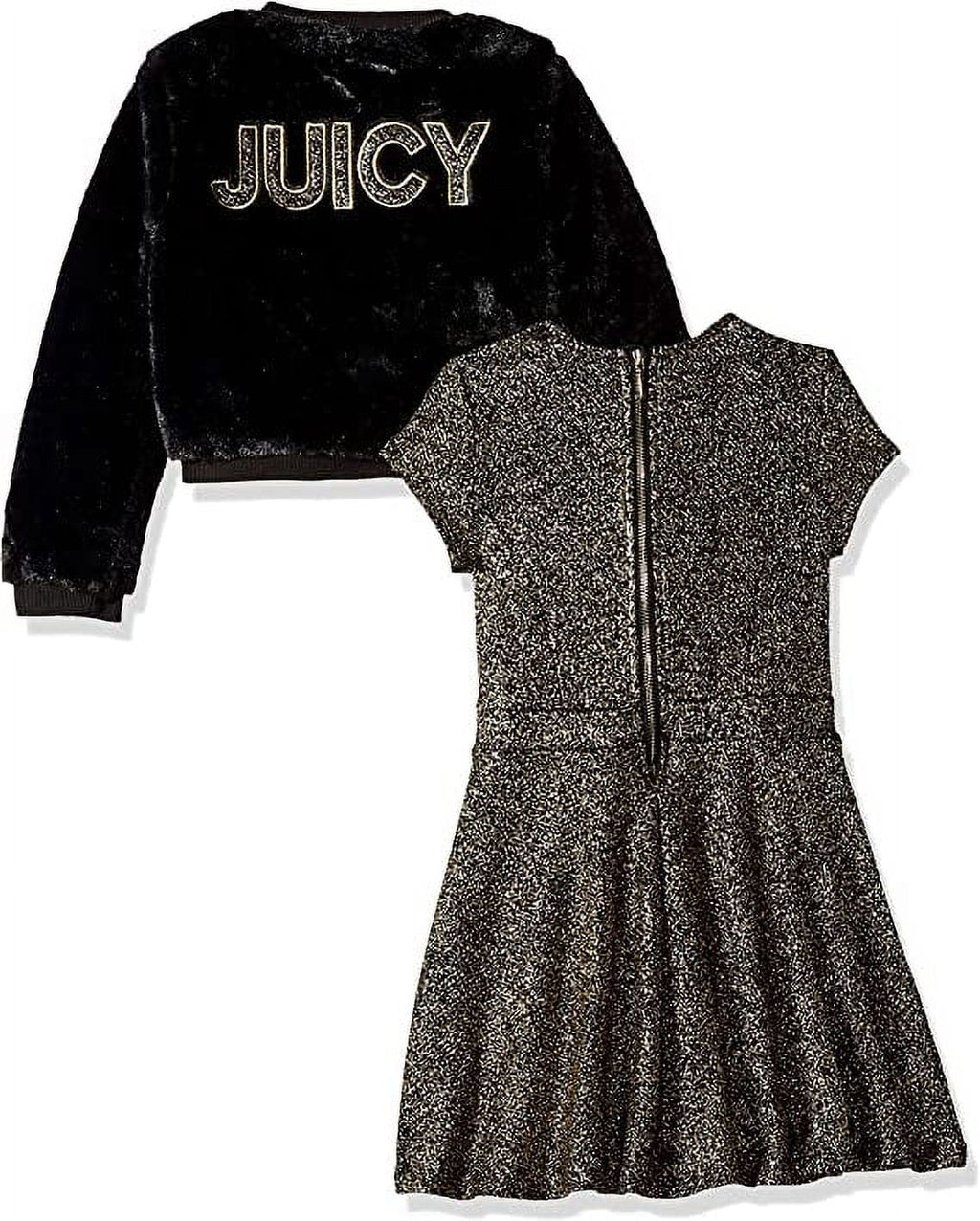 Juicy Couture Girls' Toddler 2 Pieces Dress Set, Gold Jet 3T