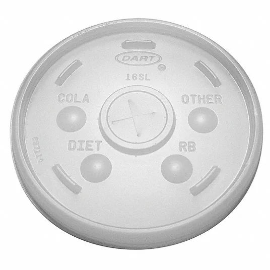 DART Lid for 12 to 24 oz. Hot/Cold Cup, Flat, Identification Buttons, Straw Slot, Clear, Pk1000