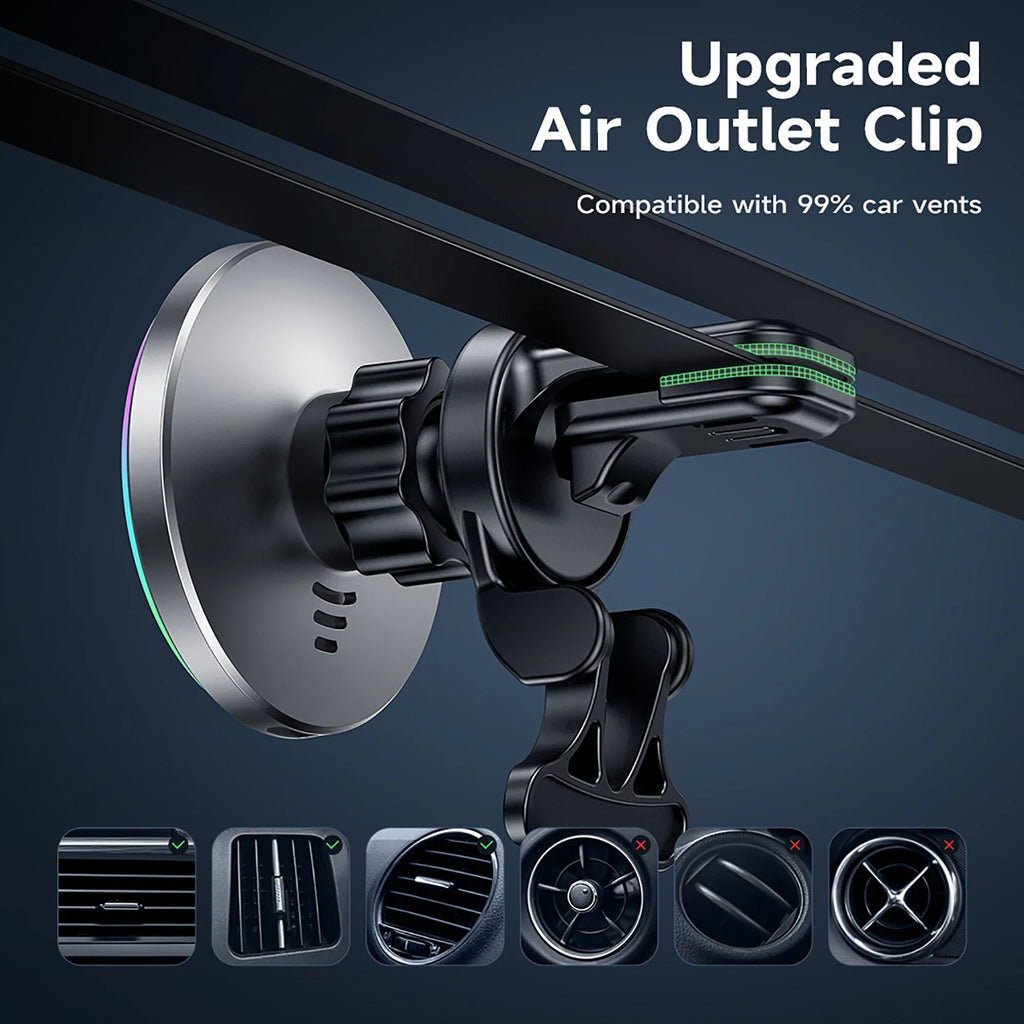 HOCO Magnetic Wireless Car Charger Air Vent Car Phone Holder Mount 15W QI Fast Charging Compatible for iPhone,,Huawei,etc