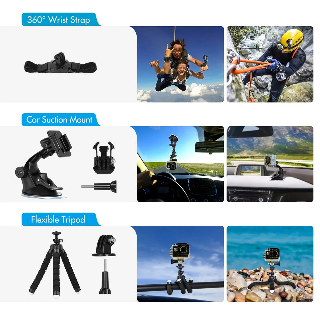 Anself Action Accessories Kit Sports Accessories Set with Waterproop Housing Silicone Protective Case Selfie Stick Various Mount Bracket and More Replacement for GoPro Hero 109 Jet with