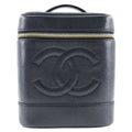 Pre-Owned CHANEL Vanity Handbag Coco Mark Matte Caviar Skin Made in France Jet Zipper Ladies (Good)