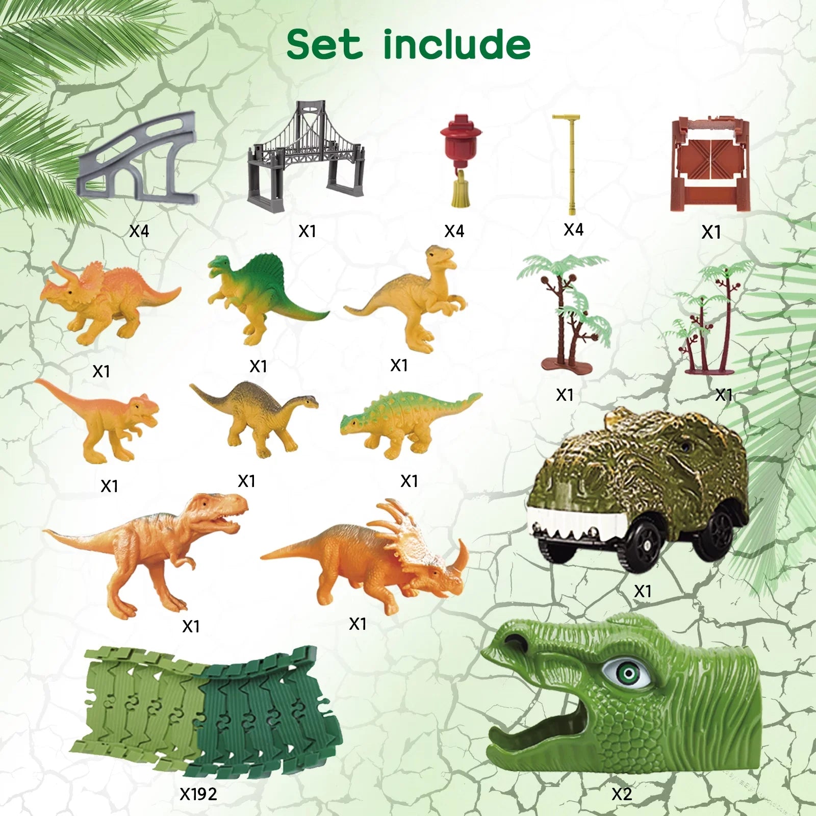 Beefunni Dinosaur Train Toys Road Race Track Set, Toddler Dinosaur World Toys Cars, Christmas Birthday Gifts for 2 3 4 5 6 7 8 Year Old Boys Girls