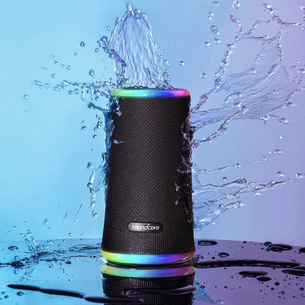 Anker Soundcore Flare 2 Bluetooth Speaker, with IPX7 Waterproof Protection and 360 Sound for Backyard and Beach Party, 20W Wireless Speaker with PartyCast, EQ Adjustment, and 12-Hour Playtime, Dark