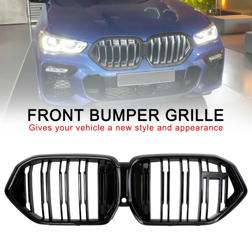 Front Bumper Grille Grill Fit for X6 G06 M50i 2020-2022 W/Camera Hole Jet