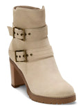 COLE HAAN Womens Beige Zipper Accent Foster Almond Toe Stacked Heel Zip-Up Leather Heeled Boots 5.5 B