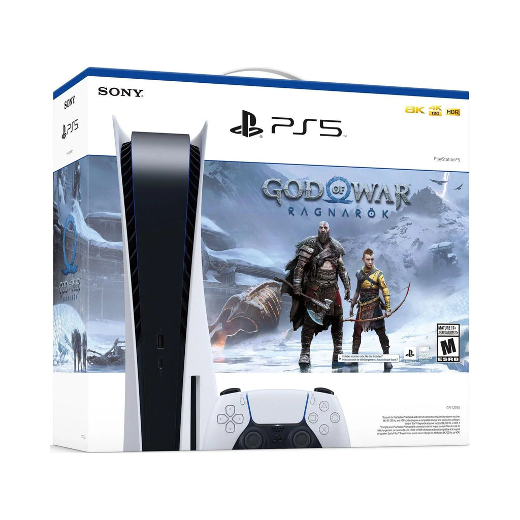 Play-Station-5 Disc Edition God of War Ragnarok Bundle with Extra White Wireless Controller + Mazepoly Accessories