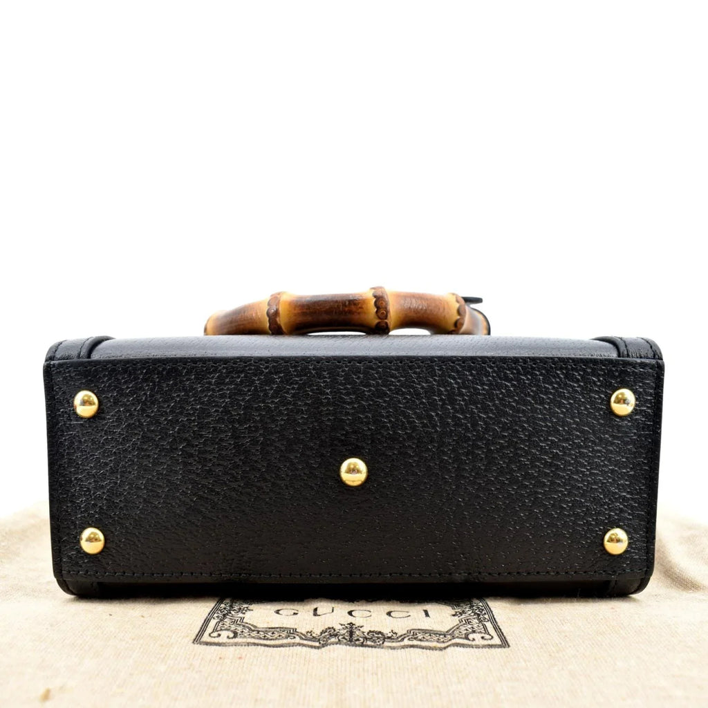 Pre-owned GUCCI Diana Bamboo Mini Leather Tote Bag Dark 702732
