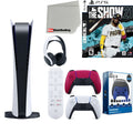 Playstation 5 Digital Version ( PS5 Digital) with Cosmic Red Extra Controller, Headset, Media Remote, MLB The Show 21, Accessory Starter Kit and Microfiber Cleaning Cloth Bundle