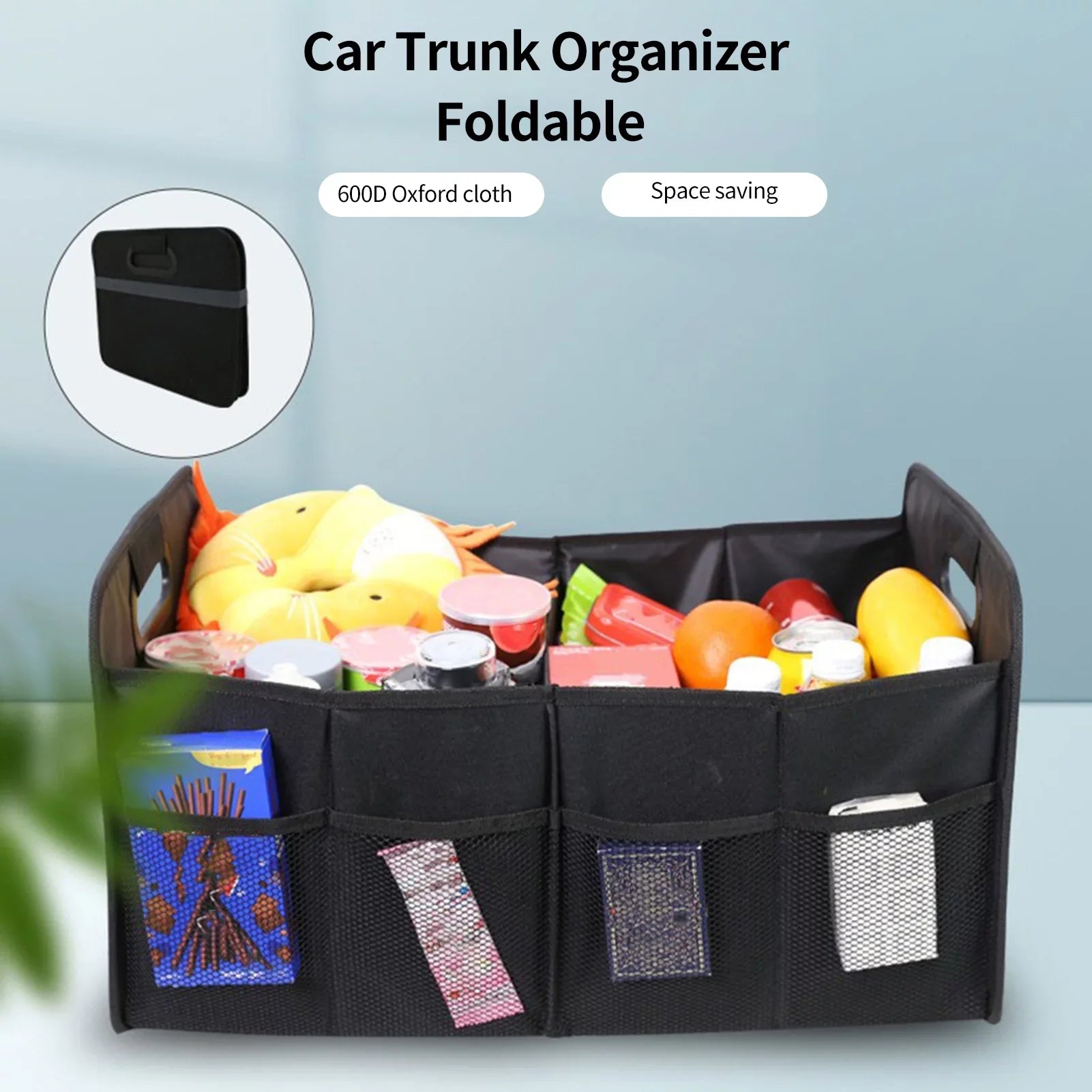 Nebublu Car Trunk Storage Box, 55L Capacity, Oxford Cloth Folding Organizer, Practical Automotive Cargo Solution