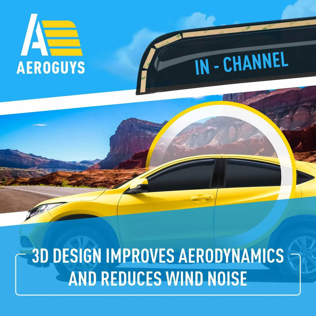 AEROGUYS In-Channel Window Deflectors Extra Durable Window Visors Rain Guards Fit for Honda HR-V 2016-2022, Sun Visors, Wind Vent Visors, Car Accessories - 4 pcs. AG0157
