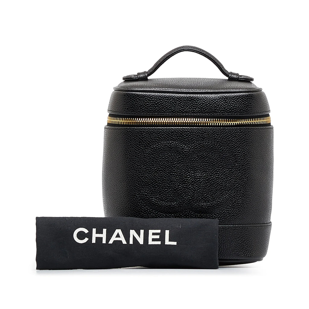 Pre-Owned Authenticated Chanel CC Caviar Vanity Bag Leather Dark Unisex (Good)
