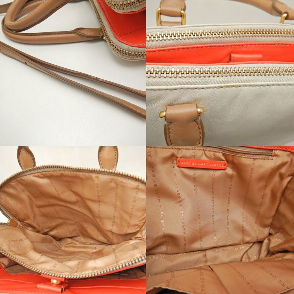 Pre-Owned MARC JACOBS M0001417A Handbag Leather Grey Orange 251616 (Good)