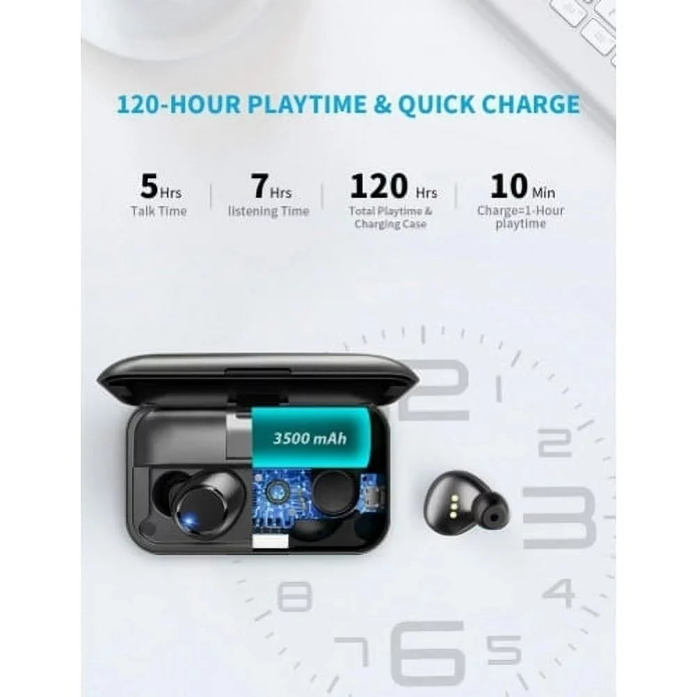 Wireless Earphones TWS True Stereo Earbuds Headphones w Mic Charging Case LED Display Y7V for Galaxy TabPRO 12.2 Tab 3 8.0 7.0 NotePRO 12.2 - TCL Tab 8 - Vankyo MatrixPad S10
