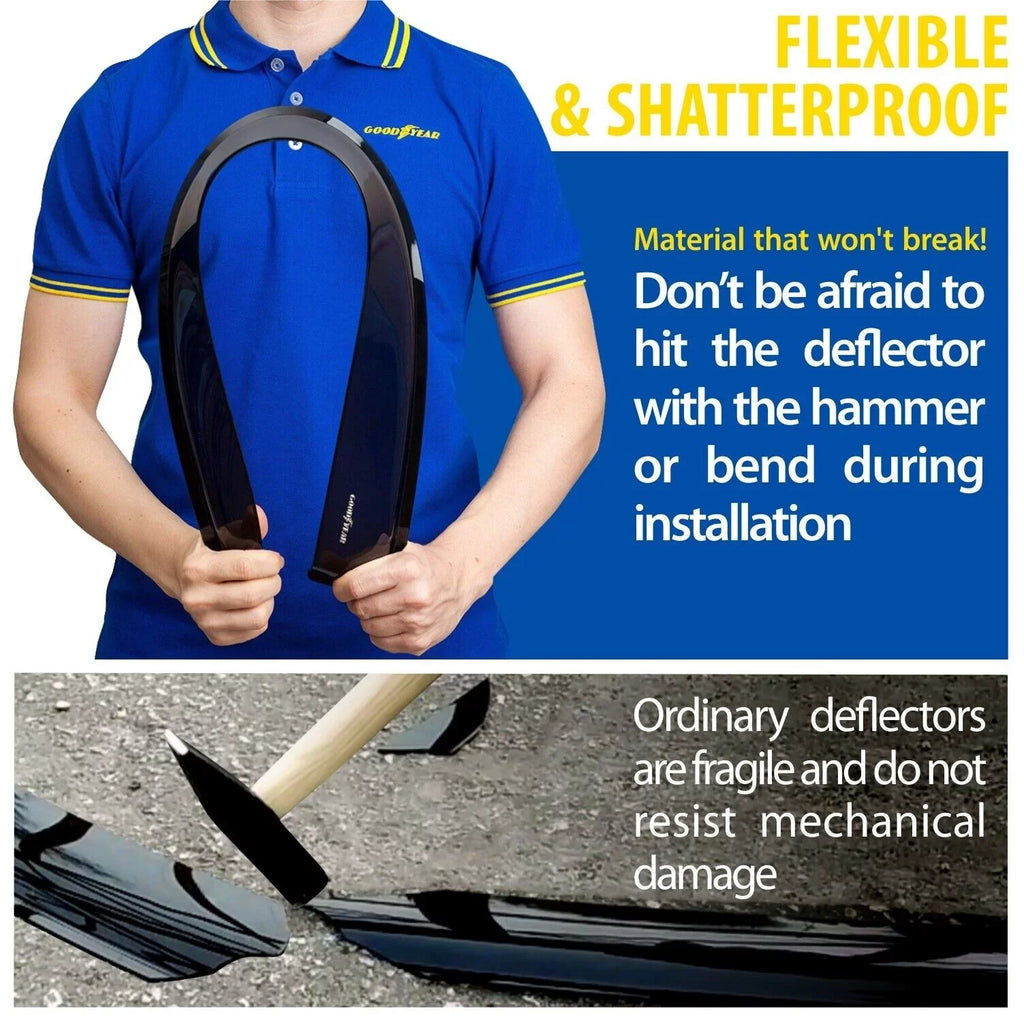 Goodyear Shatterproof in-Channel Window Deflectors for Ford Escape 2020-2024, Rain Guards, Window Visors for Cars, Vent Deflector, Car Accessories, 4 pcs - GY003472