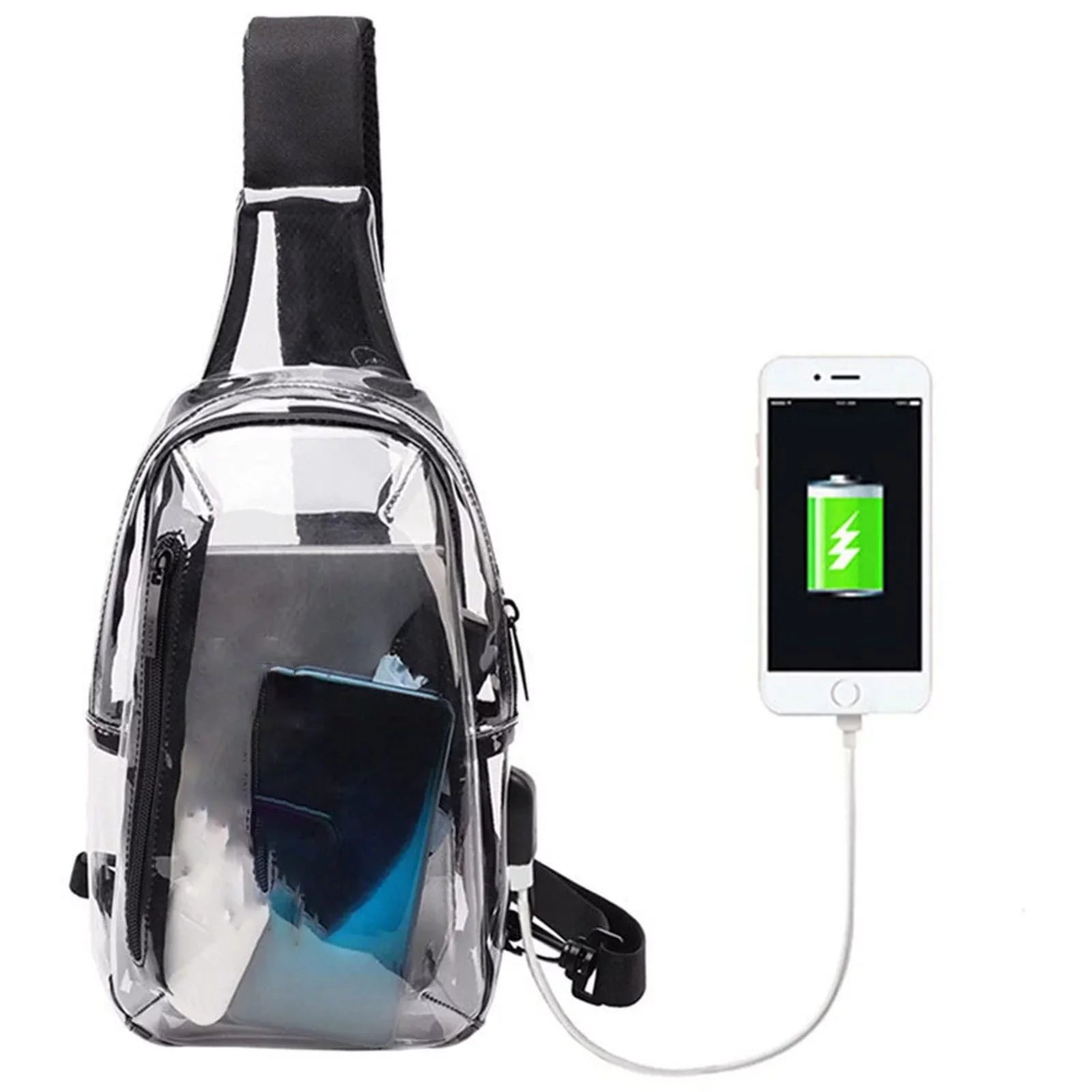 New Transparent Sling Bag Shoulder Bag Outdoor Travel Leisure Sports Visual Bag Adjustable Belt