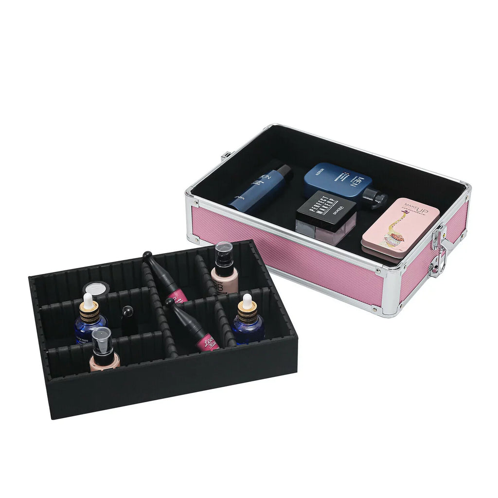 Rolling Train Case 4-in-1 Portable Makeup Train Case Professional Cosmetic Organizer Makeup Traveling case Trolley Cart Trunk