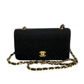 Pre-Owned CHANEL Matelasse Cotton Lambskin Turnlock Full Flap Chain Shoulder Bag Dark 73960 (Good)