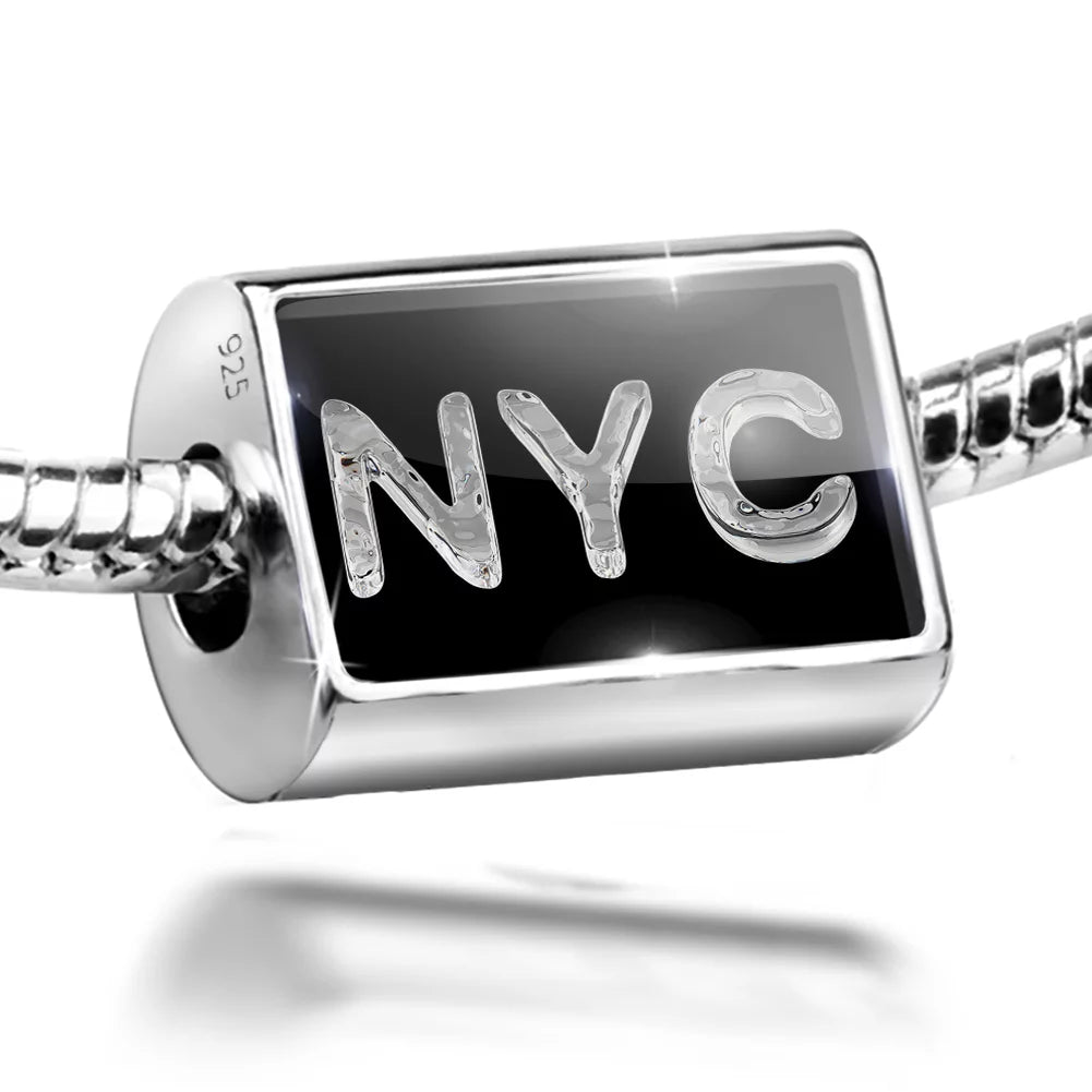 Neonblond Charm NYC Clear Ice Cubes on Jet 925 Sterling Silver Bead