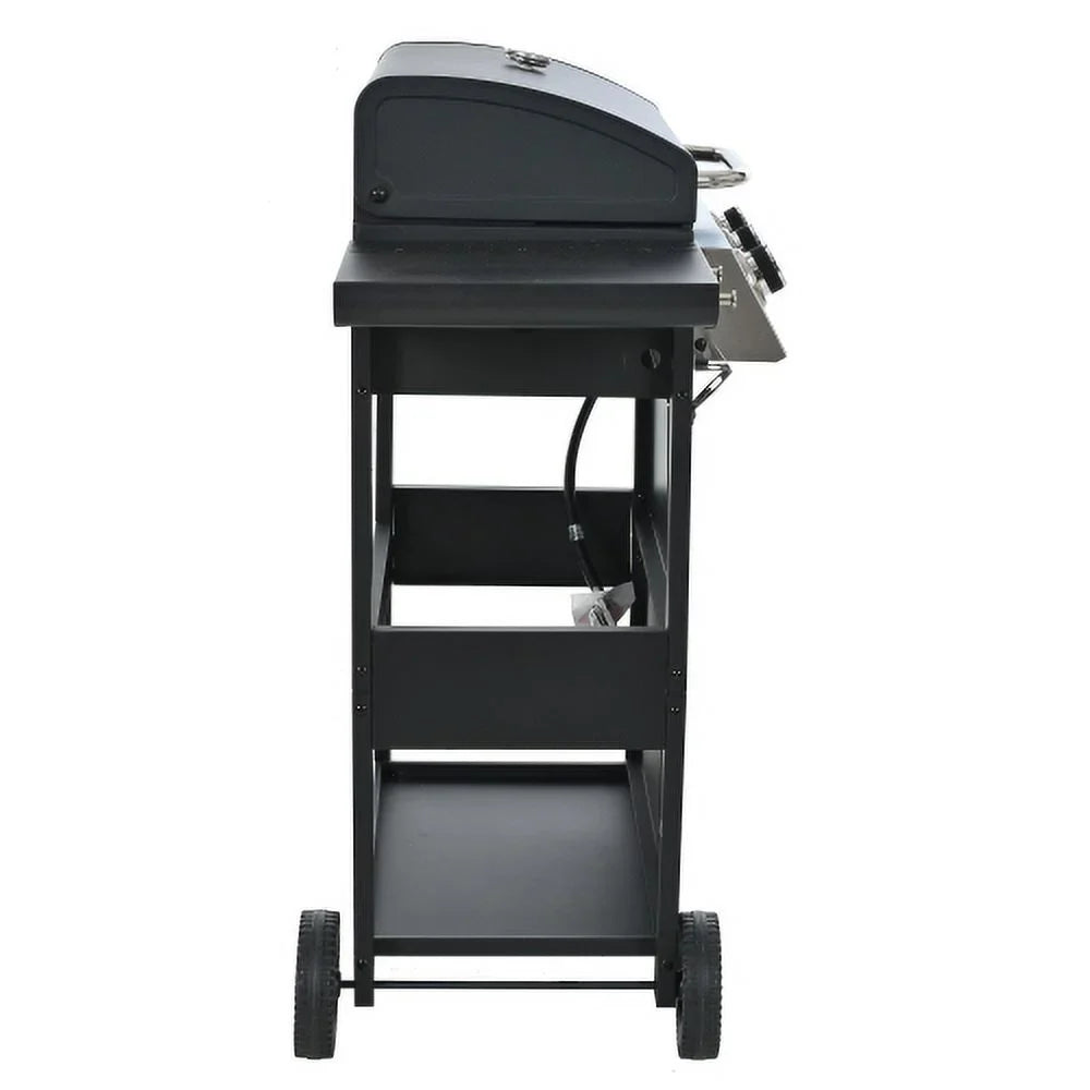 Kaireey 3 Burner BBQ Propane Gas Grill, Stainless Steel 30,000 BTU Patio Garden Barbecue Grill with Two Foldable Shelves