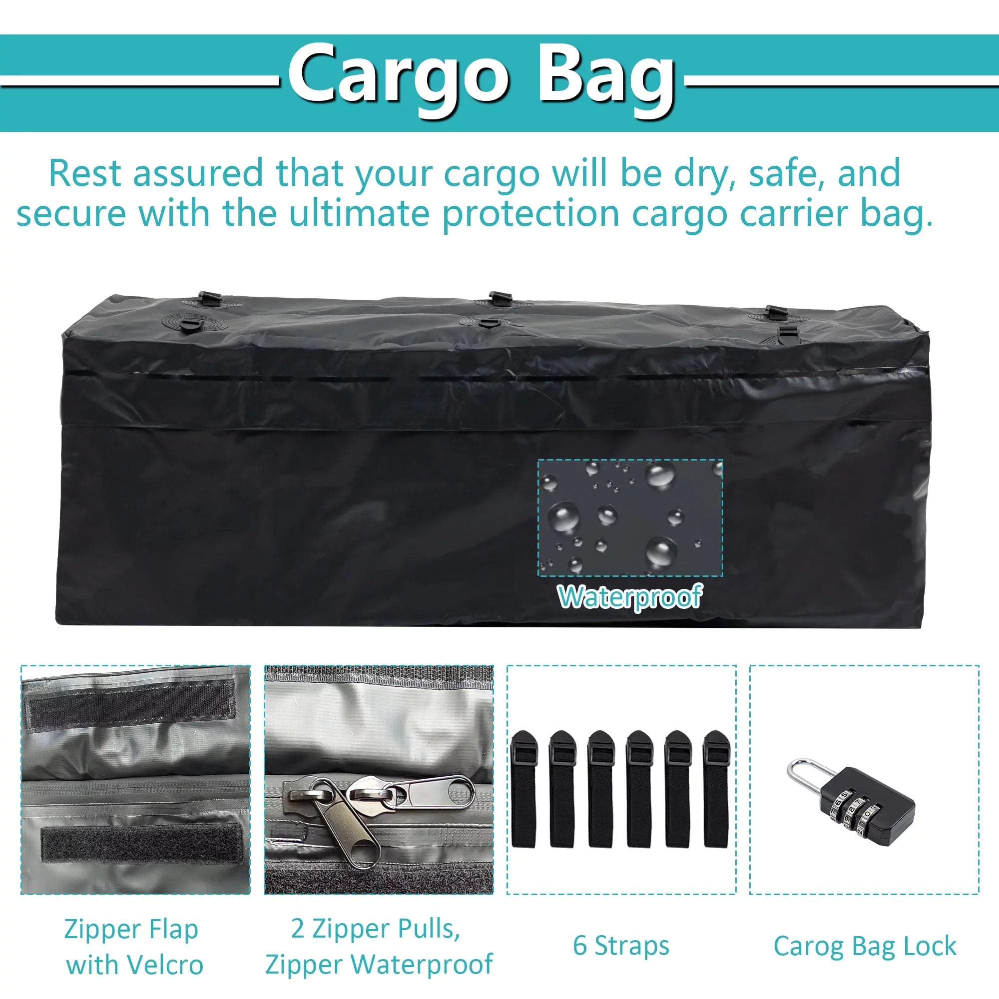 60" x 24" x 6" Hitched Mounted Folding Cargo Basket with a 500 lb Capacity for Car SUV Truck Trailer, Jet