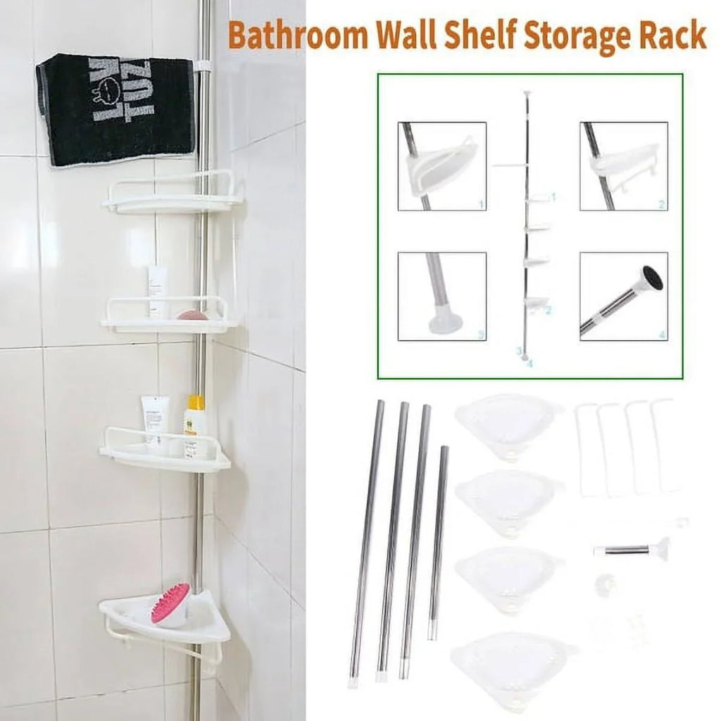 Vobor 4 Layer White Bathroom Shower Shelf Corner Organizer Shower Caddy with 4 Shelves, White
