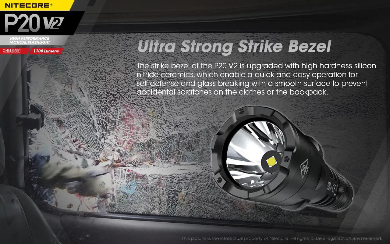 Combo: Nitecore P20 V2 Tactical LED Flashlight - CREE XP-L2 V6 - 1100 Lumens w/NL1834R Battery +Free Eco-Sensa USB Cord