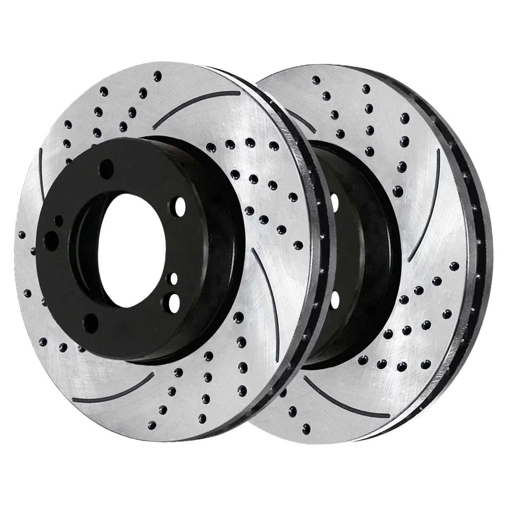 AutoShack Front Drilled Slotted Brake Rotors Ebony Pair of 2 Driver and Passenger Side Replacement for 2007-2021 Tundra 2008-2022 Sequoia 2016-2021 Land Cruiser 2016-2021 Lexus LX570 PR41484LR