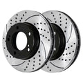 AutoShack Front Drilled Slotted Brake Rotors Ebony Pair of 2 Driver and Passenger Side Replacement for 2007-2021 Tundra 2008-2022 Sequoia 2016-2021 Land Cruiser 2016-2021 Lexus LX570 PR41484LR