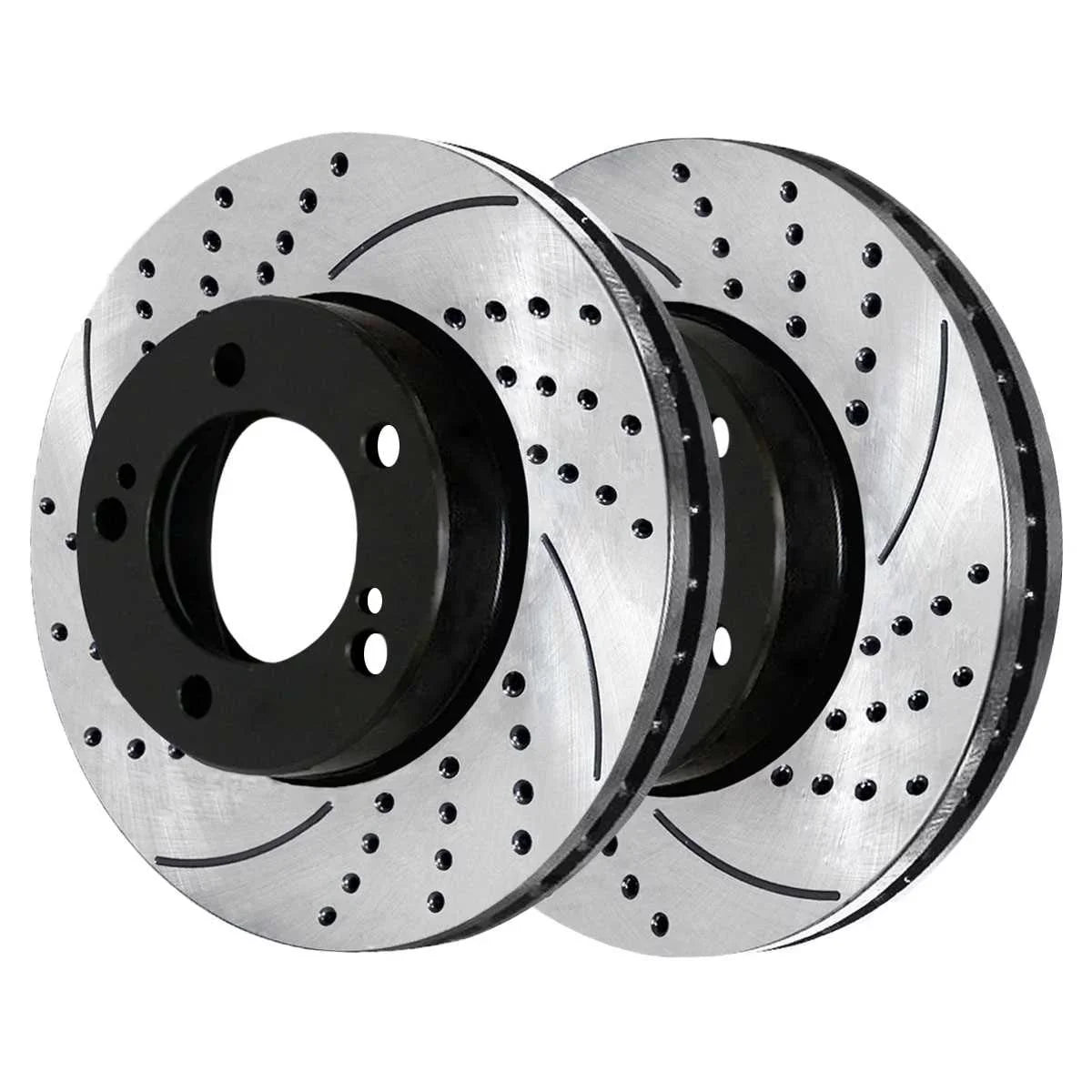 AutoShack Front Drilled Slotted Brake Rotors Ebony Pair of 2 Driver and Passenger Side Replacement for 2007-2021 Tundra 2008-2022 Sequoia 2016-2021 Land Cruiser 2016-2021 Lexus LX570 PR41484LR