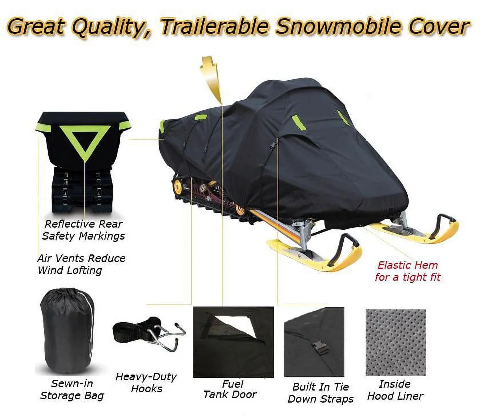 Snow Cover Compatible for 2004-2004 Ski Doo Bombardier snowmobile model GSX LIMITED 1 UP 600 SDI, Trailerable 600 Denier Snow Machine Sled Gear