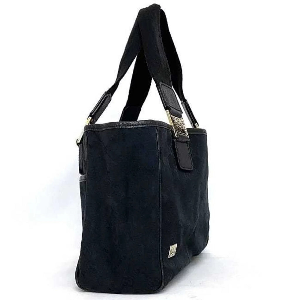 Pre-Owned Gucci Tote Bag Dark Silver Horsebit 145810 Canvas Leather GUCCI Handbag Ladies (Good)