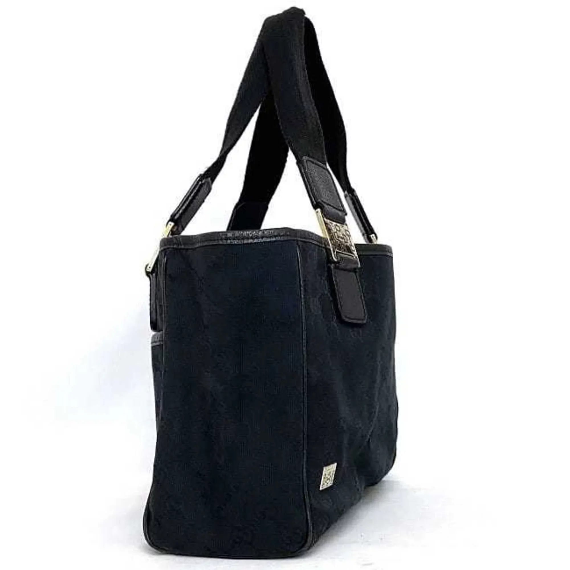 Pre-Owned Gucci Tote Bag Dark Silver Horsebit 145810 Canvas Leather GUCCI Handbag Ladies (Good)