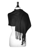 Biagio 100% Wool Pashmina Solid Scarf Jet Color Womens Shawl Wrap Scarves