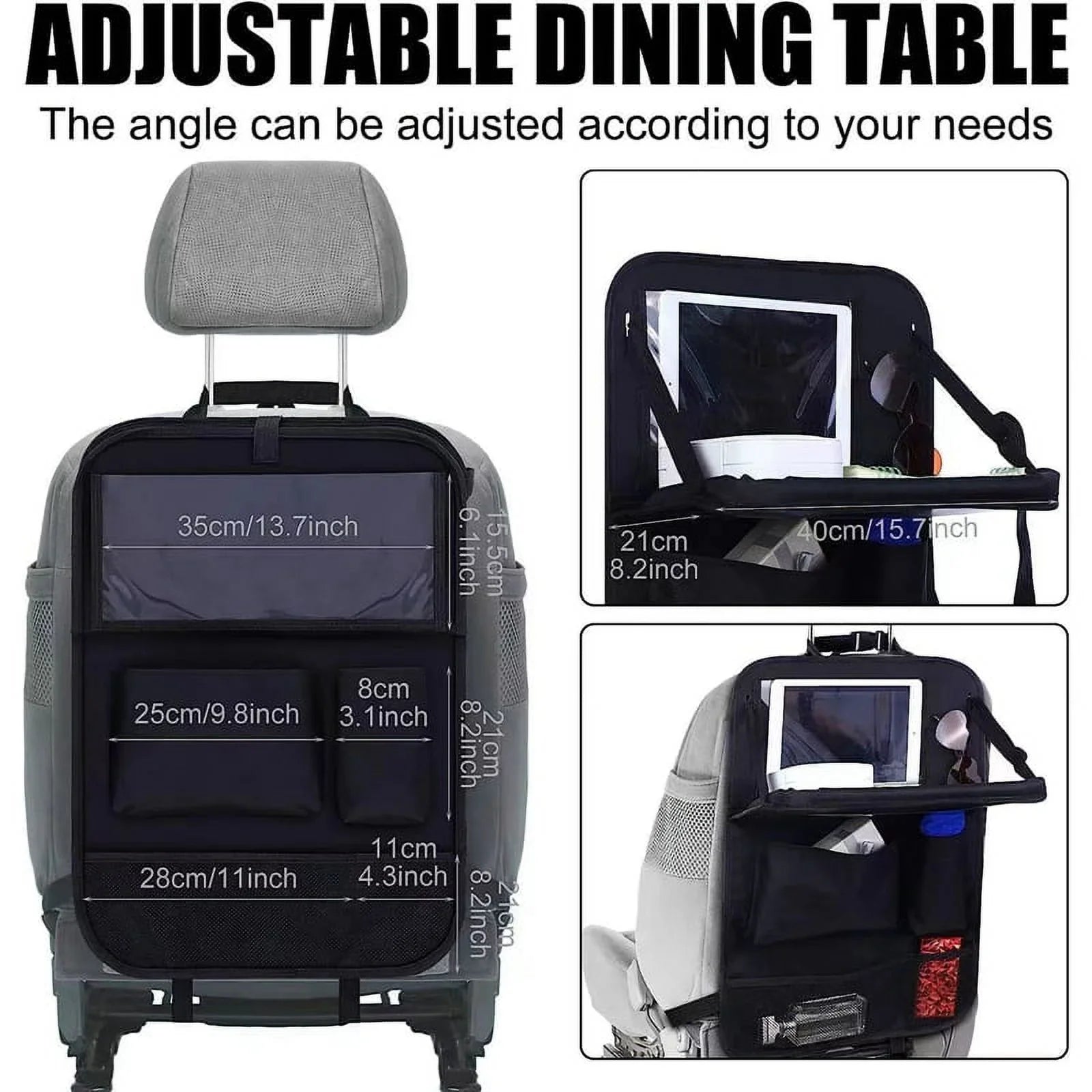 FeiraDeVaidade Children'S Car Organizers, 3-In-1 Car Seat Organizer,Car Backrest With Folding Table And Tablet Storage