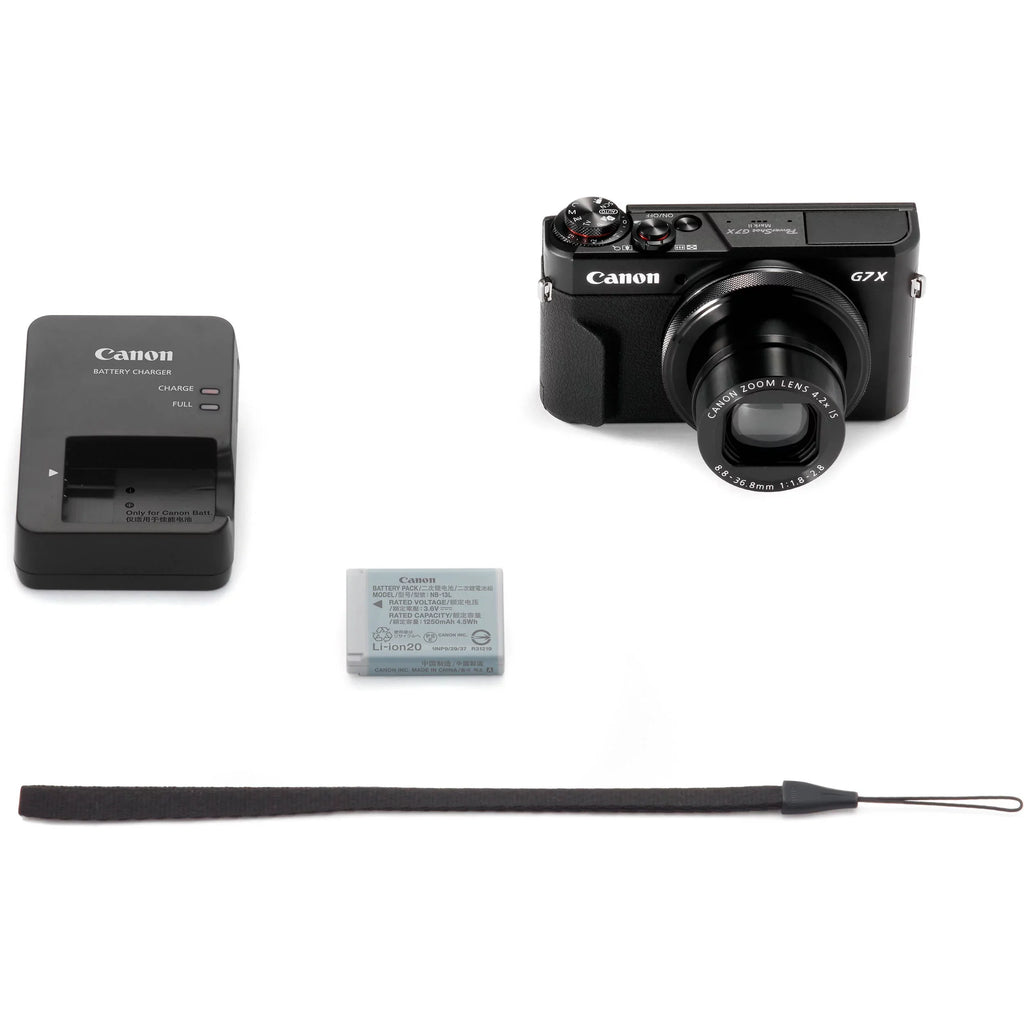 PowerShot G7 X Mark II Digital Camera Ebony with Essential Accessory Bundle - Includes: SanDisk Ultra 64GB SDXC Memory Card, Extended Life Replacement Battery, Tripod, Carrying Case & More
