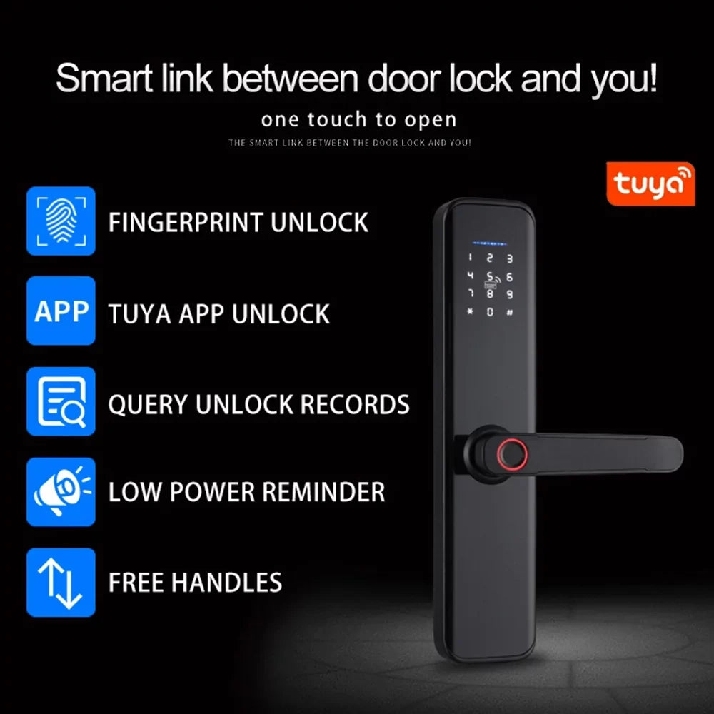 WAFU ligent Door Lock,Smart Lock Door Lock Compatible APP Compatible Tuya APP Deadbolt Key Compatible dsfen OWSOO