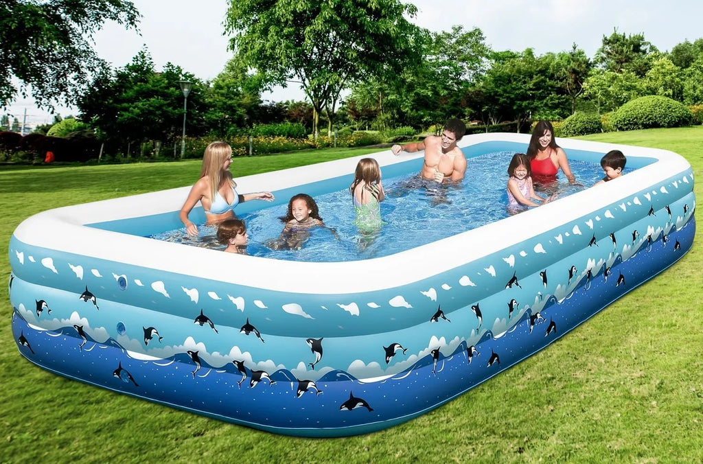 Extra Large Inflatable Pool with Pump, 130"x72"x22" Blow Up Inflatable Swimming Pools for Adults, Full-Sized Family Thickened Above Ground Swimming Pool for Backyard Home Garden Lawn Indoor Outdoor