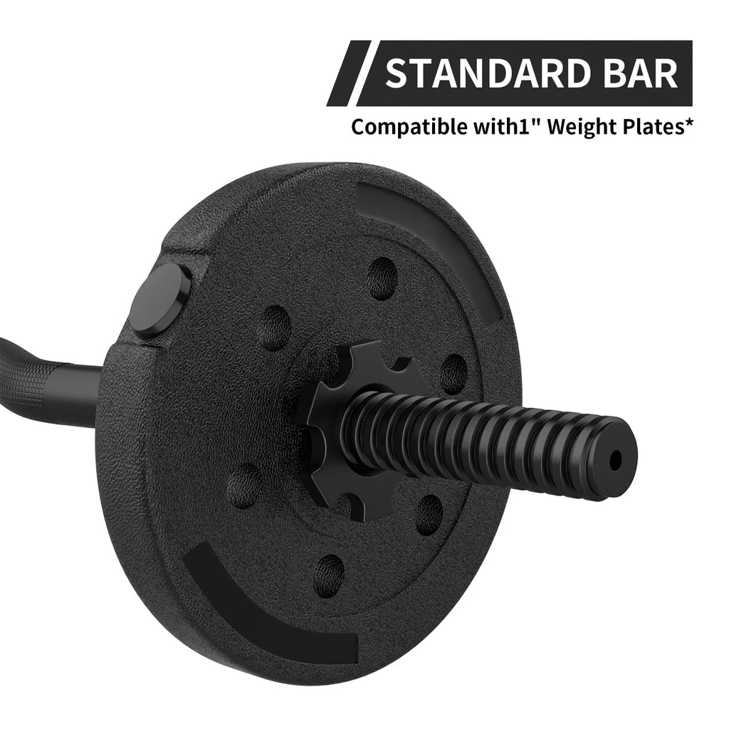 FIXTECH 47'' Olympic Curl Bar with Collars for All Standard Plates, 220-Pound Capacity, Jet