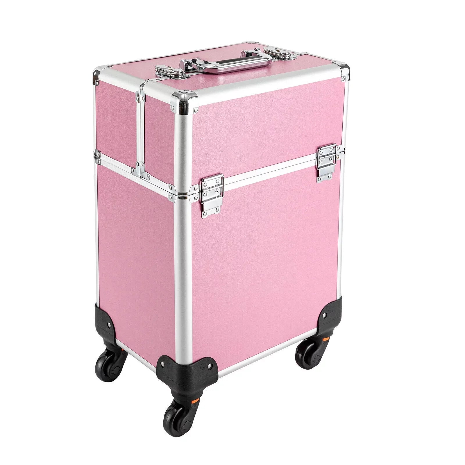 Miumaeov Rolling Makeup Train Case Cosmetic Trolley Cosmetic Case Professional Large Storage Organizer Salon Barber Case Travel Adjustable Dividers for Beauty Personal Care