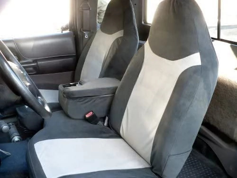 F286 2002-2003 Ford Ranger 60/40 Split Seat with Opening Center Console in Gray and Dark Twill