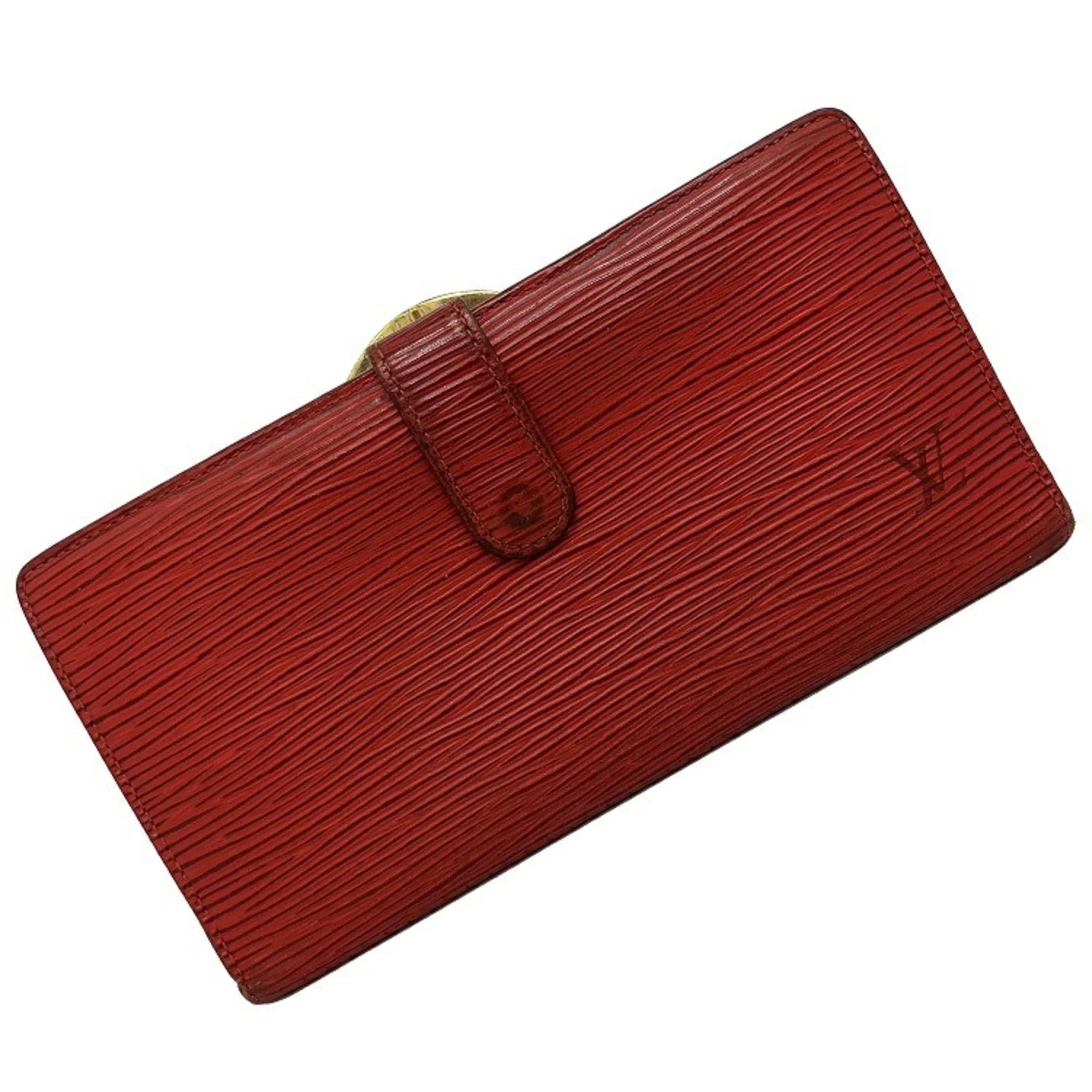 Pre-Owned Louis Vuitton Continental Vienois Castilian Red Epi M63257 Gamaguchi Long Wallet Leather MI0032 LOUIS VUITTON Ladies (Good)