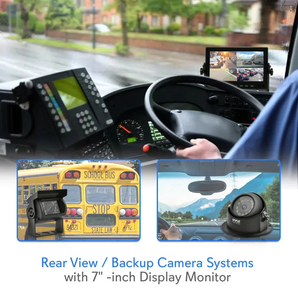 Pyle- Rear View / Backup Camera Systems with 7" -inch Display Monitor (with Quad View, 4-Cam Video Support)