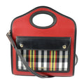 Pre-Owned BURBERRY Burberry mini pocket bag handbag leather nylon canvas red Dark multicolor gold metal fittings check pattern 2WAY shoulder (Good)