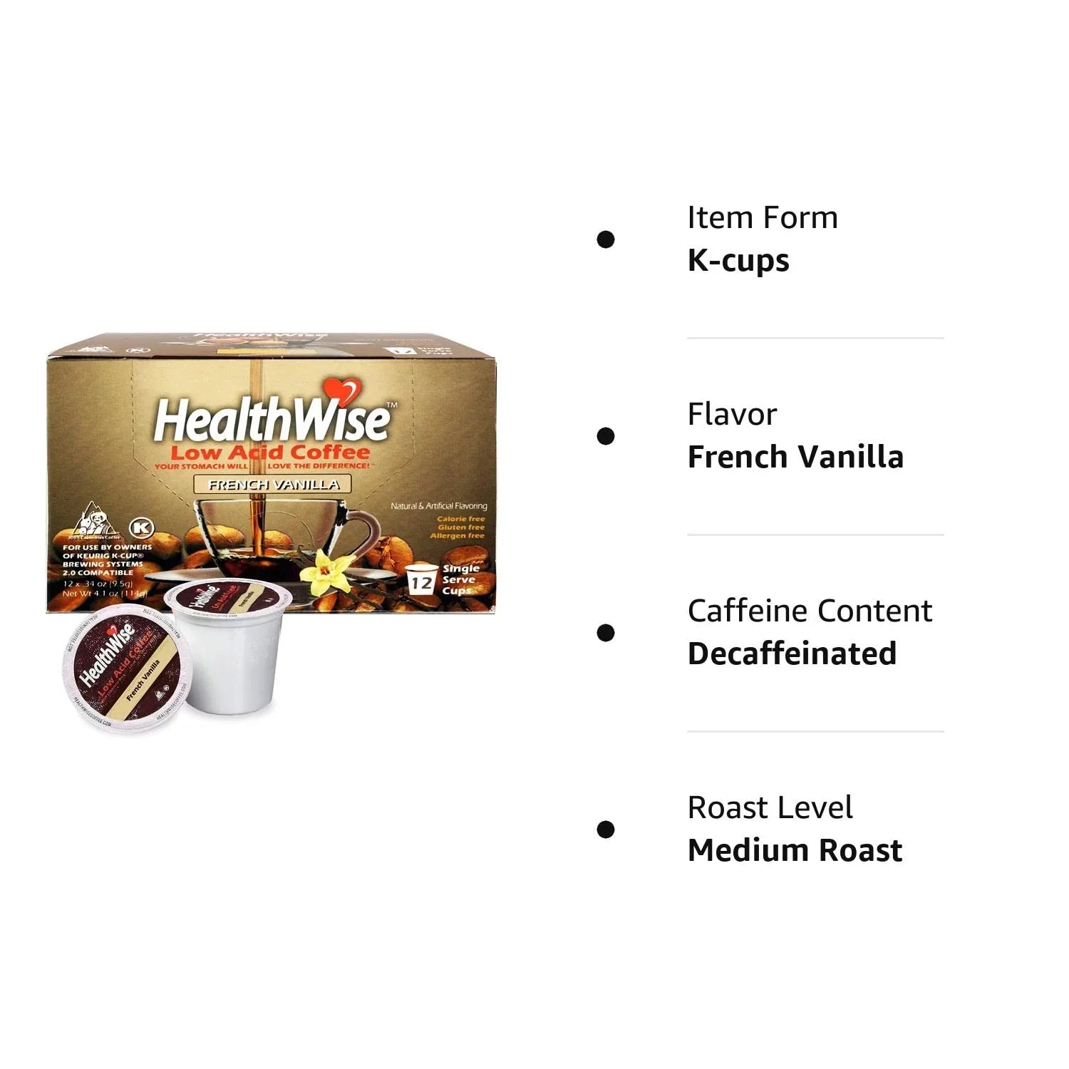 French Vanilla Low Acid K-Cups Number Of Cartons: 6 Cartons (72 cups)