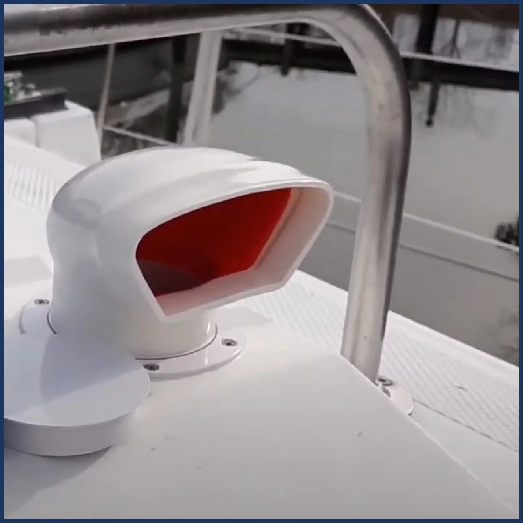 Five Oceans 3-Inch Cowl Vent with Snap-On Deck Plate and Cover, Low Profile UV-Resistant and Flexible Polyvinyl Chloride Red Interior, for Air Intake or Cabin Ventilation- FO88