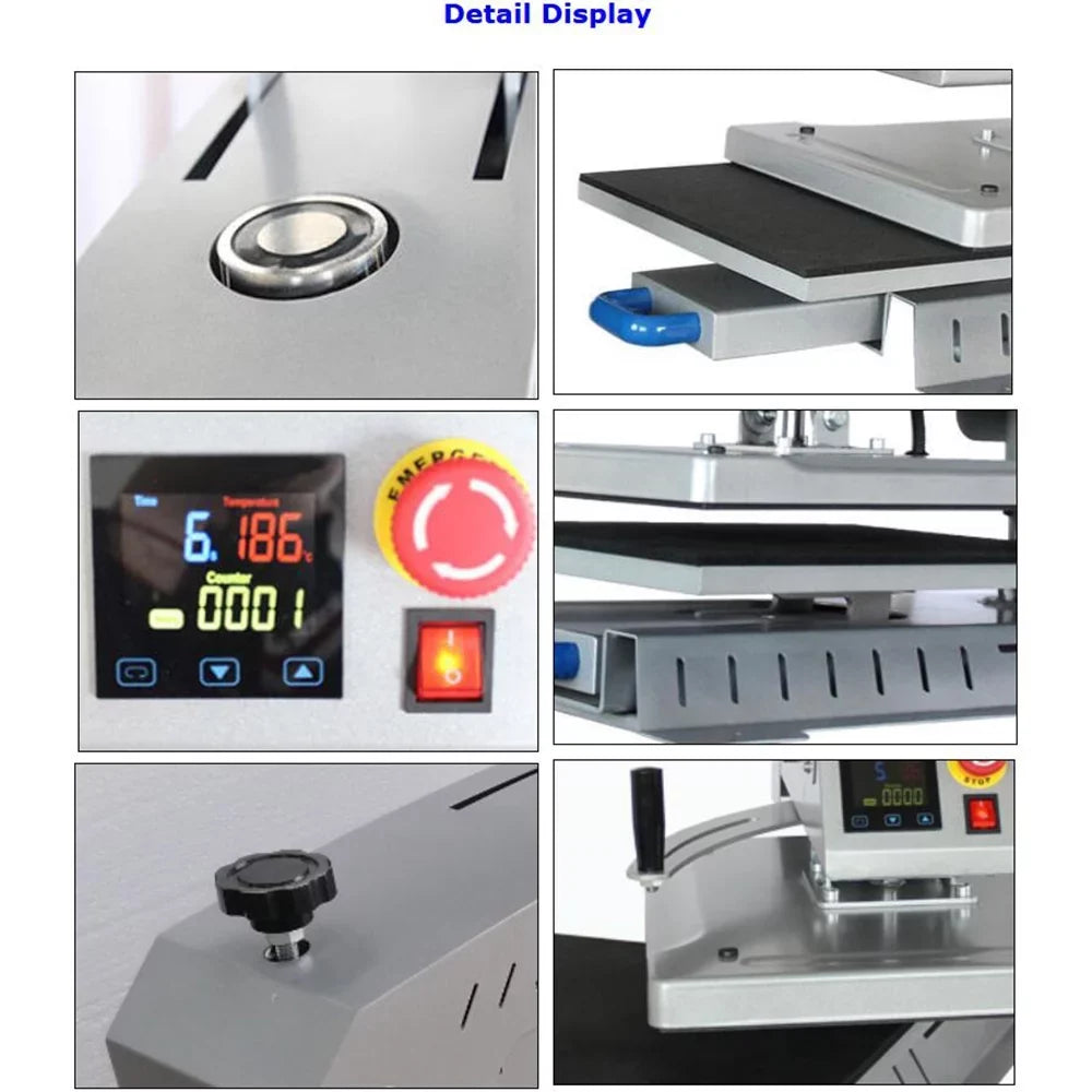 INTBUYING 16x20in Semi-Auto Heat Press Machine Magnetic Heat Sublimation Transfer T-Shirt Printing