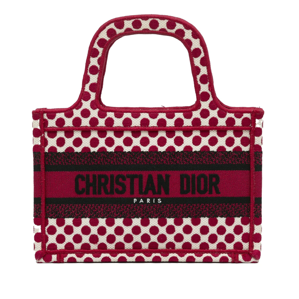 Pre-Owned Authenticated Dior Mini Dioramour Book Tote Canvas Fabric Red Tote Bag Unisex (Good)