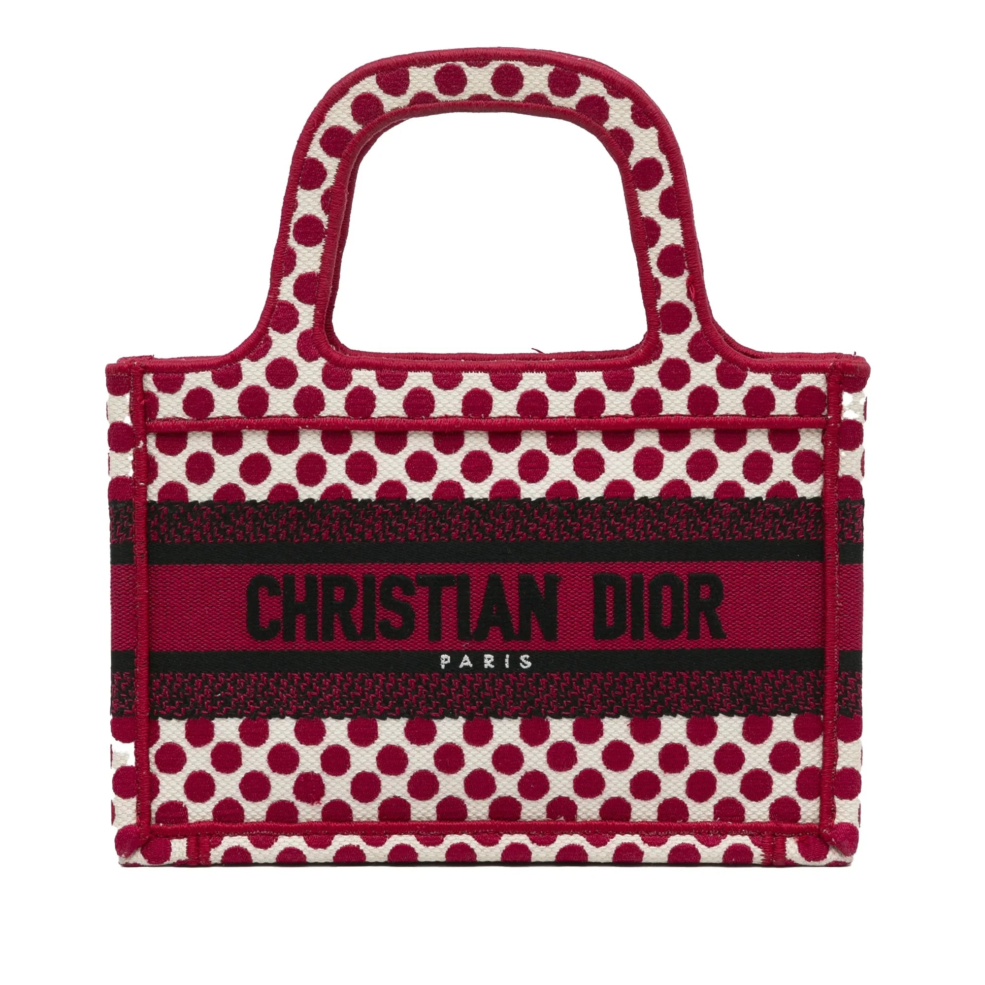 Pre-Owned Authenticated Dior Mini Dioramour Book Tote Canvas Fabric Red Tote Bag Unisex (Good)