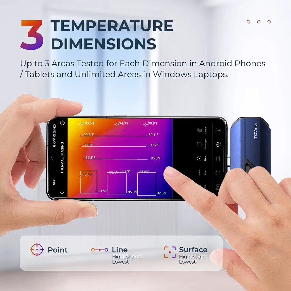 TOPDON TC001 Thermal Imaging Camera, 256x192 IR High Resolution, Optimized Temperature Accuracy for PC, Smartphones & Tablets